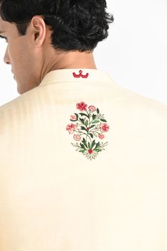 Rajasthani floral Hand embroidered nehru kurta set made in cream bamberg raw silk. Paired with cream slim fit Pant Pajama. Color of the actual garment may vary due to lighting conditions during the shoot.

Size Chart For Men





	
	
					Men's Size Chart
		

		
		
						
				Size Chart For Men
				Custom Size Measurement Guide
			
			
				
				
				Custom Size Measurement Guide
1. Take your measurements at ease…don’t hold your breath!
2. Be a little generous with the measurements. It’s always e Bridal Shower Cocktails, Lehenga Saree, Kurta Set, Slim Fit Pants, Raw Silk, Spring Break, Workout Pants, Card Sizes, Wedding Bride