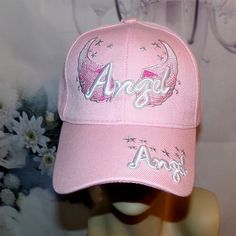 Angel Hat Embroidered With Pink & White With Wings Women's Baseball Cap Nwt Fast Shipping. This Is A Really Nice Hat Has Angel With Wings And Stars Embroidered On The Front Brim. Also, Has Angel The Back. It Is A Rigid Front Hat That Both Retains Its Shape And Is More Durable. This One Is One Size Fits All With The Velcro Adjuster For A Perfect Fit Every Time. It Is 100% Acrylic By R Headwear. Why Pay Full Price When You Can Buy From Us For Less. It's The Fairy Way. Bundle And Get 20% Off Everyt Hip Hop Pink Baseball Cap For Streetwear, Angel Hat, Pink Embroidered Logo Hat For Streetwear, Pink Streetwear Hats With Embroidered Logo, Pink Cap With Patches, Angel With Wings, Pink Angel Wing Necklace, Y2k Jewelry, Womens Baseball Cap