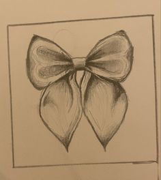 a pencil drawing of a bow on a piece of paper with a frame around it