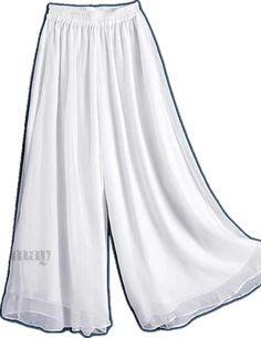 White Full Length Flowy Skirt, White Flowy Full-length Skirt, White Chiffon Long Skirt, White Chiffon Flowy Skirt, White Chiffon Bottoms For Summer, Flowy White Chiffon Bottoms, Chiffon Stretch Long Skirt, Palazzo Skirt, Dressmaking