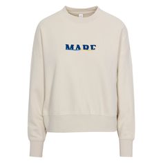 The MARE Bar Sweatshirt has a relaxed, oversized fit with a drop shoulder and has been digitally embroidered with the logo of The MARE Project. Made of CVC fleece and 80% cotton/20% polyester fabric, it is the coziest sweatshirt you'll ever put on. Relaxed Fit Crew Sweater With Embroidered Logo, Relaxed Fit Crew Top With Embroidered Logo, Relaxed Fit Sweatshirt With Embroidered Logo Crew Neck, Trendy Embroidered Logo Tops For Loungewear, Relaxed Fit Top With Embroidered Logo For Loungewear, Relaxed Fit Top With Embroidered Logo, Cotton Tops With Embroidered Logo For Loungewear, Crew Sweater With Embroidered Logo For Loungewear, Crew Neck Sweater With Embroidered Logo For Loungewear