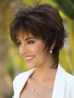 Brown  Collar  High Temperature Fiber  Bangs Wig Embellished   Wigs & Accs Change Hair, Shag Hairstyles, Short Layered, Short Straight Hair