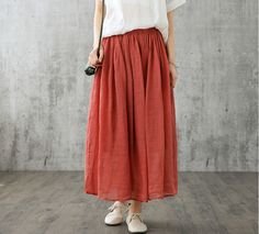 Elastic Waist Women Skirts Summer Simple Skirt,Organza fabric,soft and breathy,comfy and make you looks grace with this women Linen skirts.also could be made with any size. Material:Cotton Linen Size(CM): Waist:68-108 cm,length: 90 cm,hipline:130 cm Measuring Method: Click to view the measurement method Shipping: we ship worldwide the USPS takes about 10-15 days if you want a express shipping,please contact with us Payment: we accept payment by PayPal and credit card.if you would like paid by cr Casual Red Long Skirt, Casual Red Non-stretch Maxi Skirt, Casual Non-stretch Red Maxi Skirt, Casual Red Flowy Maxi Skirt, Skirt Organza, Linen Skirts, Linen Dress Summer, Skirts Summer, Simple Skirt