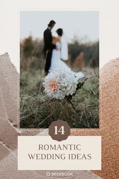 a couple standing next to each other with the text romantic wedding ideas on top of it