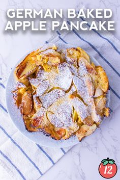 german baked apple pancake with powdered sugar on top