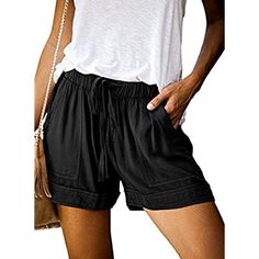 Celana Fashion, Casual Tie, Mode Casual, Lightweight Shorts, Jeans Material, Elastic Waist Shorts, Pantalon Large, Plus Size Shorts, Loose Shorts