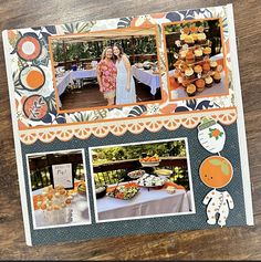 two women standing next to each other in front of a table with cupcakes on it