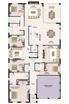 the floor plan for a two story house with three bedroom and one bathroom, an attached garage