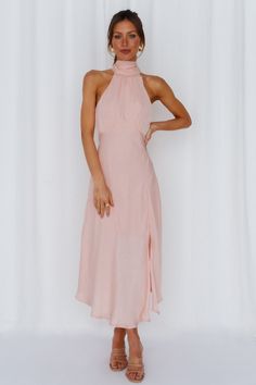 Length from shoulder to hem of size S: 123cm.Peach maxi dress.Cold hand wash only.Model is a standard XS and is wearing size XS.True to size.Lightweight, non-stretchy woven textured fabric.Tie-up neck detail. Side zipper.Polyester.With this fab and extra AF dress, there'll be No Tears Here. This piece features a tie-up neck detail with a sweetheart neckline and an asymmetrical hemline - unique and pretty! Style yours with heels and soft curls. Peach Maxi Dress, Peach Maxi Dresses, Glitter Prom Dresses, Tulle Midi Dress, Dress Peach, Short Summer Dresses, Sequin Prom Dresses, Prom Dress Shopping, Green Prom Dress