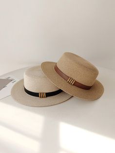 Sun Hat, Straw Hat, Flat Top Hat, Stiff Brim, Summer Hat, Beach Hat, Bolero Hat, Boater Hat, Straw French Hat, Wide Brim Hat, Gardening Hat - Etsy Casual Adjustable Costume Hat With Short Brim, Classic Flat Brim Bucket Hat For Beach, Classic Flat Brim Bucket Hat For The Beach, Classic Bucket Hat For Summer Beach, Classic Summer Bucket Hat For Beach, Classic Wide Brim Beach Hat, Adjustable Wide Brim Costume Hat, Trendy Brimmed Straw Boater Hat, Classic Adjustable Straw Bucket Hat