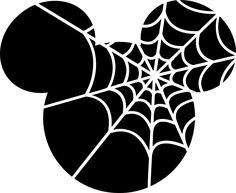 mickey mouse head with spider web on it