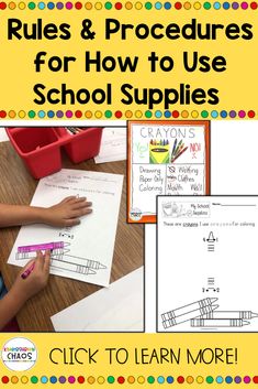 the rules and procedure for how to use school supplies