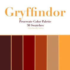 an orange and brown color palette with the words greyfindor