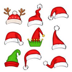 a set of christmas hats on white background