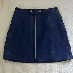 Never Worn. Very Flattering, High Rise Mini Skirt With Zip Front. Color Is A Brighter Blue (Not Navy) And It Fits Like An Xs Navy Mini Skirt, Blue Mini Skirt, Bright Blue, Mini Skirt, Womens Skirt, High Rise, Mini Skirts, Skirt, Navy