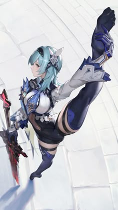 Jin Kazama, Random Picture, Anime Board, 영감을 주는 캐릭터, Female Character Design, Cute Anime Pics, Drawing Poses, Anime Poses, Blue Hair