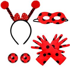 PRICES MAY VARY. Ladybug Costume Set: Includ 1 piece ladybug antenna headband, 1 piece ladybug earring clips, 1 piece ladybug mask and 1 pair of gloves, a complete combination to provide you interesting role playing options Ladybug Costume Accessories - Polka dots ladybug mask and gloves, match for ladybug costume, mask with nice elastic waistband design, it is easy to put on and take off, stretchable gloves, one size fit most Exquisite Design: the ladybug costume set is a lovely outfit with cla Ladybug Earring, Ladybug Costumes, Ladybug Mask, Ladybug Headband, Miraculous Ladybug Costume, Antenna Headband, Ladybug Wings, Earring Clips, Ladybug Costume