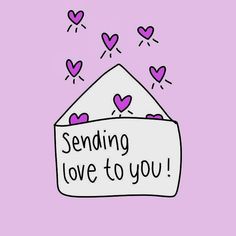 an envelope with hearts and the words sending love to you