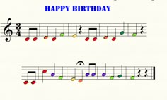 two sheet music notes with the words happy birthday