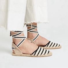 Brand New In Box. Never Worn. Soludos Espadrille Lace Up Sandals. Chic Lace-up Flats For Spring, Chic Ankle Strap Espadrilles For Spring, Chic Espadrilles For Day Out, Chic White Espadrilles For Day Out, Chic Lace-up Espadrilles, Spring Flat Heel Espadrilles For Day Out, Trendy Lace-up Summer Flats, Chic Spring Flat Espadrilles, Chic Closed Toe Flats For Vacation