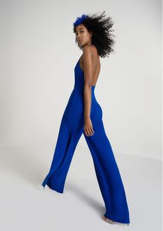 Let us indtroduce you to the new Bridesmaids collection by Vera Wang Bride. Blue jumpsuit with v-neck. Dress: ALEXANDRA Stretch Strapless Wide Leg Jumpsuit, Formal Backless Jumpsuit For Spring, Backless Formal Jumpsuit For Spring, Backless Formal Jumpsuits And Rompers For Spring, Backless Jumpsuits And Rompers For Spring Formal, Blue Maxi Length Party Bottoms, Blue Maxi Length Bottoms For Party, Elegant Stretch Strapless Backless Jumpsuit, Chic Summer Jumpsuits And Rompers For Gala