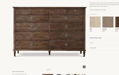 an image of a wooden dresser with different colors and finishes on it's side