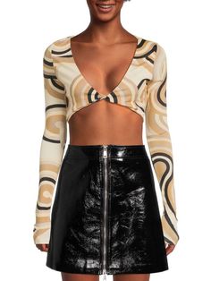 Ronny Kobo Halena Print Crop Top on SALE | Saks OFF 5TH Outfit References, Festival Outfits Rave, Outfits Rave, Ronny Kobo, Karl Lagerfeld Paris, Print Crop Tops, Top Sales, Festival Outfits, Long Sleeve Pullover