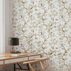 Camellia blossom tree Chinoiserie oriental wallpaper Blossom Tree Wallpaper, Chinoiserie Wallpaper Panels, East Asian Art, Blooming Branches, Butterflies And Dragonflies, Vintage Chinoiserie, Chinoiserie Wallpaper, Bird Wallpaper, Blossom Tree