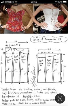 a woman's corset with measurements and instructions