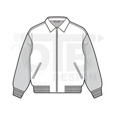 Collared Zip Varsity Jacket Vector Flat Technical Drawing Illustration Blank Mock-up Template Design Tech Pack CAD Streetwear Letterman Sport Team White Streetwear Outerwear With Ribbed Collar, White Outerwear With Ribbed Collar For Streetwear, White Crew Neck Outerwear For Work, Jacket Drawing, College Jacket, Design Tech, Fashion Vector, College Jackets, Garment Manufacturing