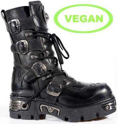 m107-vc3 New Rock Reactor Vegan Boots Skull Boots, Goth Rock, Metallic Boots