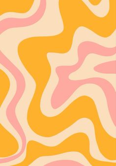 an orange and pink background with wavy lines