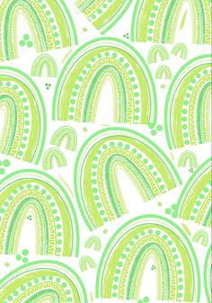 a green and white wallpaper with an abstract design in the middle, on a white background