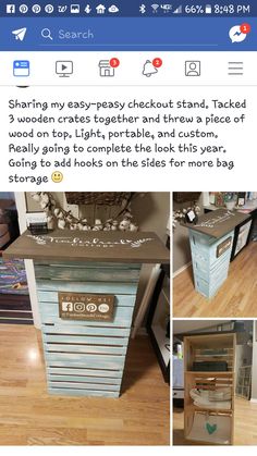 an old dresser turned into a crafting station