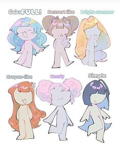 four different types of ponies are shown in this cartoon