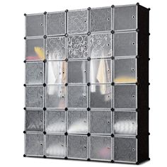 PRICES MAY VARY. 【Super Large Capacity】 This combination cabinet consists of 20 cubes, which provides additional storage space for you to store different kinds of items and you can also classify items for easy access and use next time. 【Beautiful Appearance】 This cabinet has black cubes and white doors and there are beautiful art patterns on the door. Its unique product design and classical models and textures make it suitable for any room and any decorative style. 【Reasonable Design】 The cubes Clothes Wardrobe Cabinet, Diy Cube Storage, Closet Storage Cabinets, Storage Closet Shelving, Cube Storage Shelves, Clothes Wardrobe, Closet Clothes, Storage Cubby, Portable Wardrobe