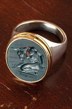 Antique Mens Rings, Antique Gold Rings, Mens Pinky Ring, The Minotaur, Cameo Jewelry, Silver Signet Ring, Gold Signet Ring, Casting Jewelry