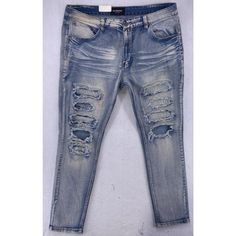 Victorious Men's Jeans 38x32 Slim Fit Patchwork Motorcycle Biker Denim Blue New With Tags Acid Wash Indigo Blue Destructed Fade. Waist 38" Rise 11" Inseam 32" Leg Opening 7" Biker Denim, Indigo Blue, Acid Wash, Denim Blue, Men's Jeans, Victorious, Mens Jeans, Blue Denim, Man Shop