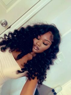 Dope Hairstyles, Looks Black, Front Lace Wigs Human Hair, Baddie Hairstyles, Long Curly Hair, Long Curly, Pretty Selfies