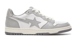 A Bathing Ape Court Sta Light Grey Cream - 001FWG701033X Grey Bape Shoes, Grey Bapesta Shoes, Downtown Shoes, Bapesta Shoes, Bape Shoes, Bape Sneakers, Boxing Clothes, Painted Canvas Shoes, Dr Shoes