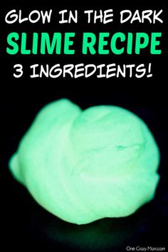 glow in the dark slime with text overlay reading how to make glow in the dark slime