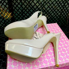 Brand New Nude Heels Size 9 Never Worn Yellow Heels, Beige Heels, Pink Patent Leather, Nude Shoes, Patent Leather Heels, Nude Heels, Womens Heels, Pump Shoes, Leather Heels