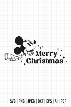 merry christmas mickey mouse with stars and the words svg, png, jpf