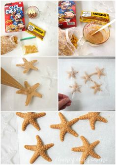 the steps to making starfish crackers are shown