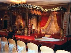 a stage set up for a wedding ceremony