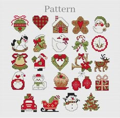 a cross stitch pattern with christmas decorations