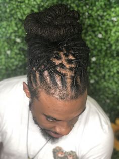 Loc styles on men Men Updo Loc Styles, Loc Styles Men, Men Loc Styles, Mens Locs, Loc Hairstyles For Men, Lock Hairstyles, Styles Locs, Pretty Locs