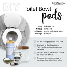 the instructions for how to make a toilet bowl pods with baking soda and other ingredients