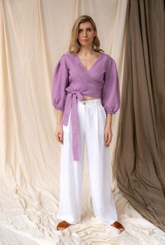 This Crop Tops item by MyLinenSoul has 52 favorites from Etsy shoppers. Ships from Lithuania. Listed on Mar 13, 2023 Pants Wedding Outfit, Espresso Girl, Wide Palazzo Pants, Candy Princess, Long Linen Pants, Lavender Outfit, Linen Wrap Top, Lavender Linen, City Wear