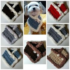 there are many different crocheted dog sweaters